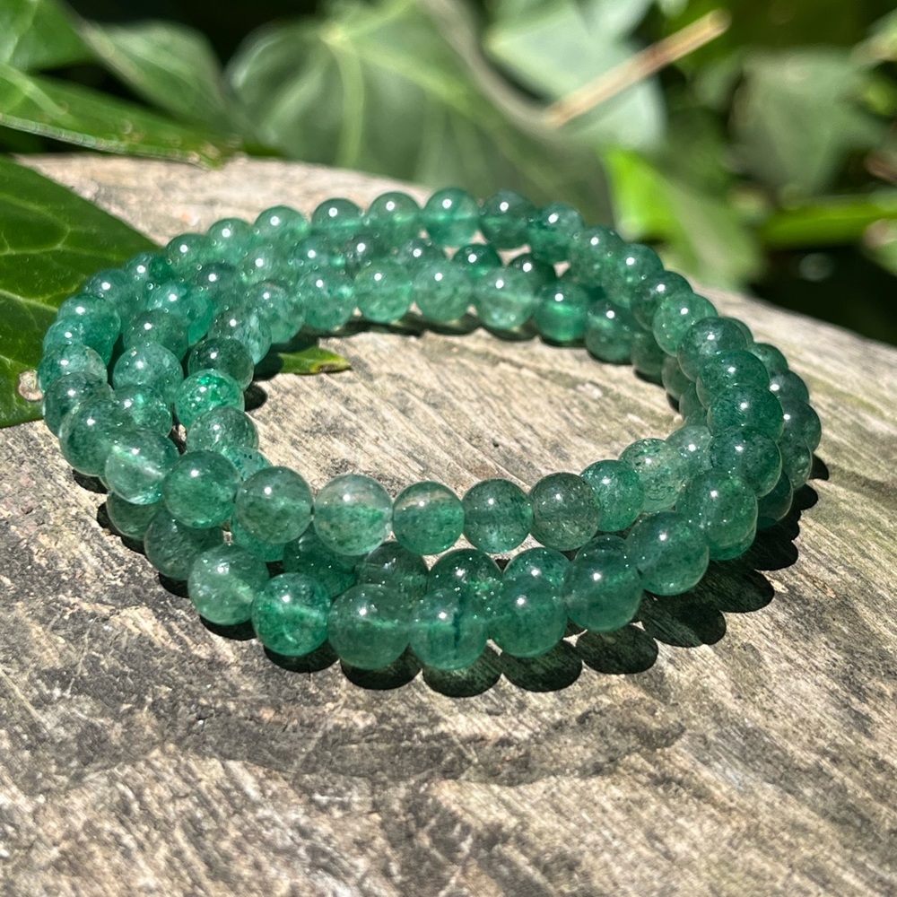 6mm dainty green 3 layer strawberry Quartz bracelet‎ necklace